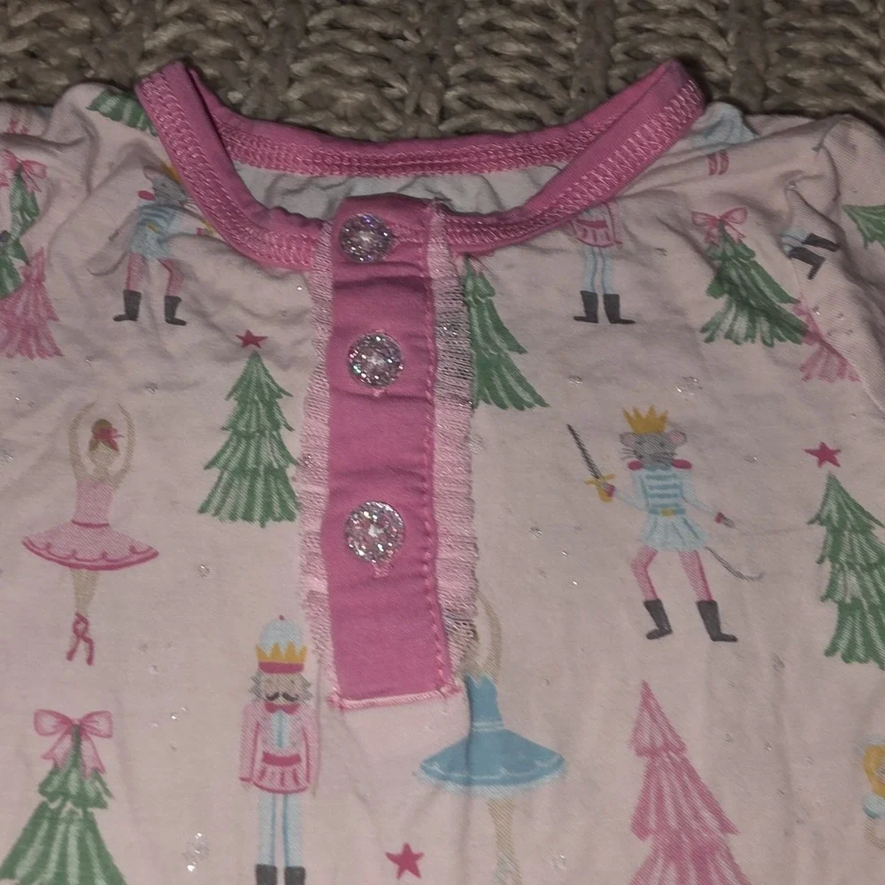 Mud Pie Kids Christmas Pajamas Pink Nutcracker Print Viscose Bamboo Set 12-18M